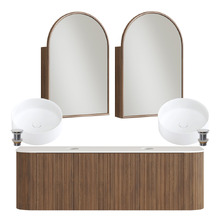 Nomad 1500mm Walnut Wall Hung Vanity with Round Basin & Shaving Cabinet Package